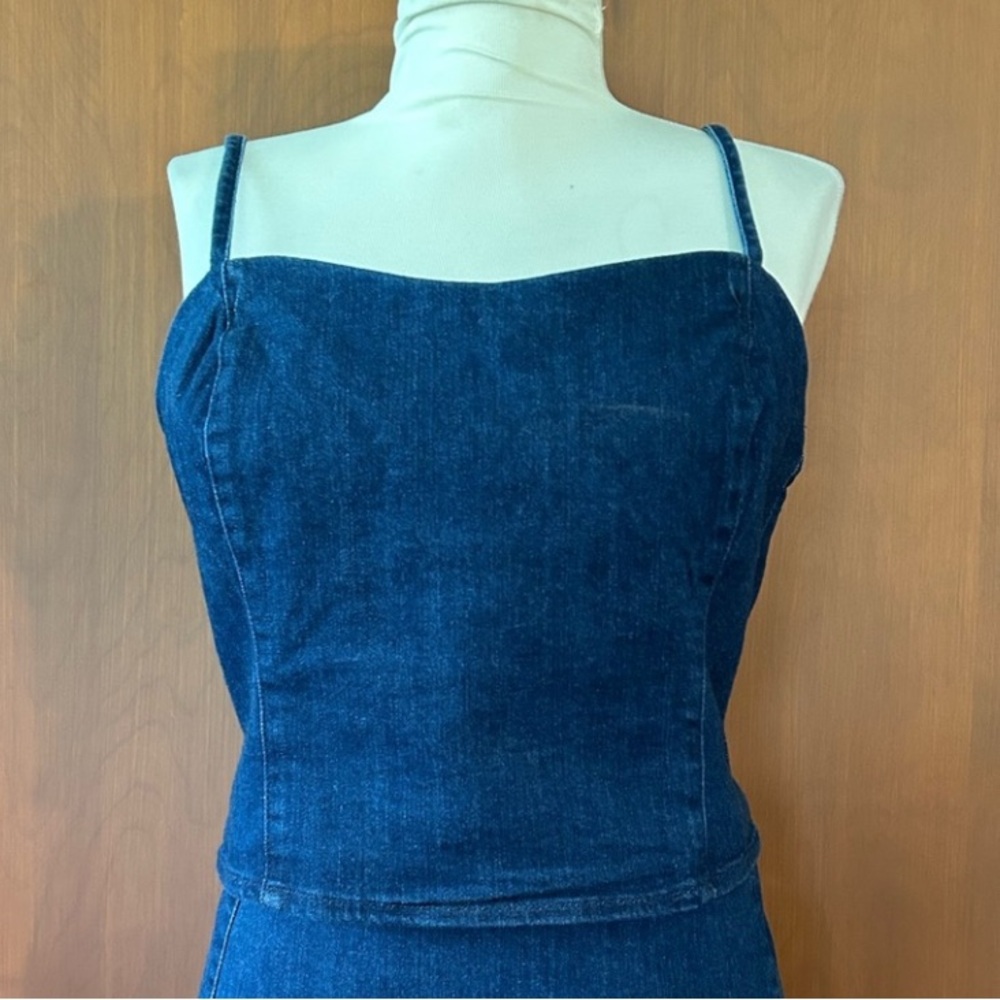 2/$13-EUC- Denim Sleeveless Camisole Crop Top with adjustable straps
